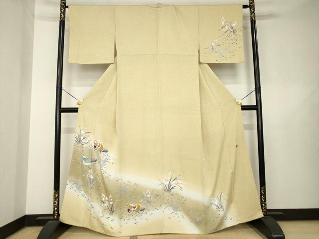 平和屋着物●訪問着　友禅　作家物　鴛鴦花文　暈し染め　正絹　逸品　AABL5566ck
