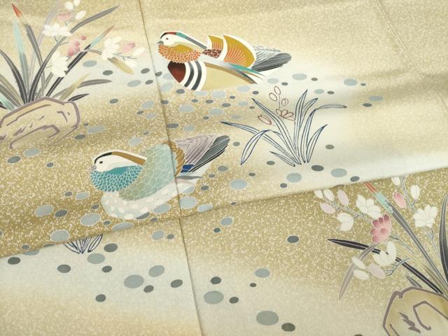 平和屋着物●訪問着　友禅　作家物　鴛鴦花文　暈し染め　正絹　逸品　AABL5566ck