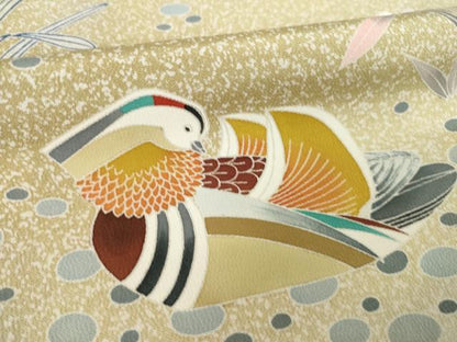 平和屋着物●訪問着　友禅　作家物　鴛鴦花文　暈し染め　正絹　逸品　AABL5566ck