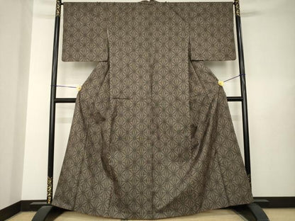 平和屋着物●本場大島紬　7マルキ　麻の葉文様　正絹　逸品　AABL5574ck