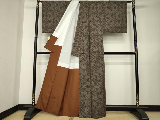 平和屋着物●本場大島紬　7マルキ　麻の葉文様　正絹　逸品　AABL5574ck