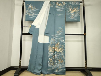 平和屋着物●訪問着　駒刺繍　花籬文　金彩　正絹　逸品　AABL5576ck