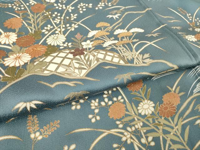 平和屋着物●訪問着　駒刺繍　花籬文　金彩　正絹　逸品　AABL5576ck