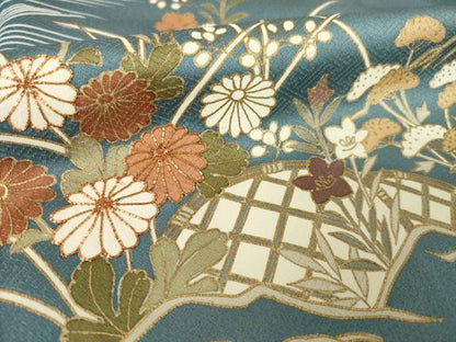 平和屋着物●訪問着　駒刺繍　花籬文　金彩　正絹　逸品　AABL5576ck