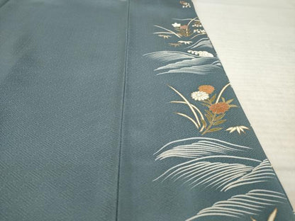平和屋着物●訪問着　駒刺繍　花籬文　金彩　正絹　逸品　AABL5576ck
