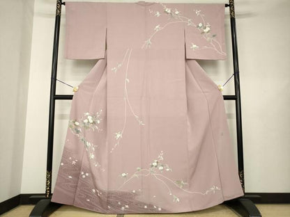 平和屋着物●訪問着　友禅　作家物　流水花文　暈し染め　正絹　逸品　AABL5577ck