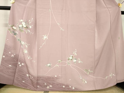平和屋着物●訪問着　友禅　作家物　流水花文　暈し染め　正絹　逸品　AABL5577ck