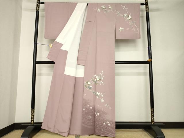 平和屋着物●訪問着　友禅　作家物　流水花文　暈し染め　正絹　逸品　AABL5577ck