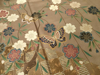 平和屋着物●訪問着　花蝶文　暈し染め　金彩　正絹　逸品　AABL5580ck