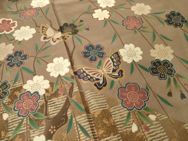 平和屋着物●訪問着　花蝶文　暈し染め　金彩　正絹　逸品　AABL5580ck