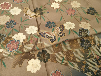 平和屋着物●訪問着　花蝶文　暈し染め　金彩　正絹　逸品　AABL5580ck