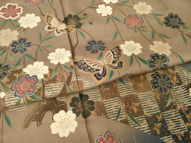 平和屋着物●訪問着　花蝶文　暈し染め　金彩　正絹　逸品　AABL5580ck