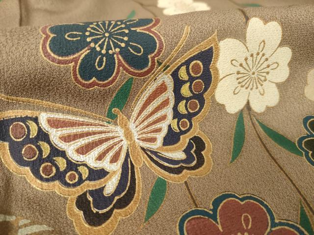 平和屋着物●訪問着　花蝶文　暈し染め　金彩　正絹　逸品　AABL5580ck
