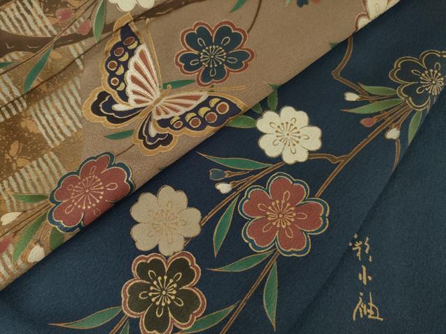 平和屋着物●訪問着　花蝶文　暈し染め　金彩　正絹　逸品　AABL5580ck