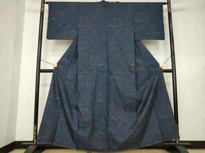 平和屋着物●本場大島紬　7マルキ　舞蝶文　正絹　逸品　AABL5582ck