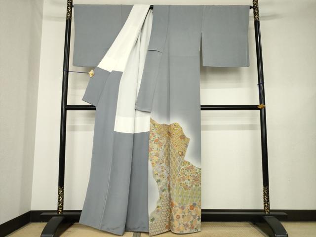 平和屋着物●豪華色留袖　作家物　総刺繍　道長花文　金糸　正絹　逸品　AABL5583ck
