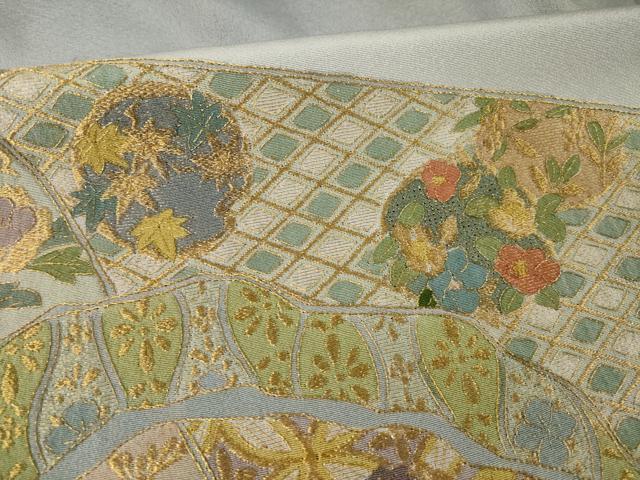 平和屋着物●豪華色留袖　作家物　総刺繍　道長花文　金糸　正絹　逸品　AABL5583ck
