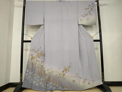 平和屋着物●訪問着　総刺繍　飾花文　暈し染め　正絹　逸品　AABL5584ck