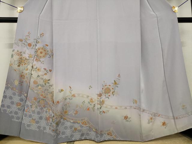 平和屋着物●訪問着　総刺繍　飾花文　暈し染め　正絹　逸品　AABL5584ck