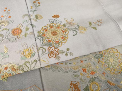 平和屋着物●訪問着　総刺繍　飾花文　暈し染め　正絹　逸品　AABL5584ck