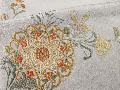 平和屋着物●訪問着　総刺繍　飾花文　暈し染め　正絹　逸品　AABL5584ck