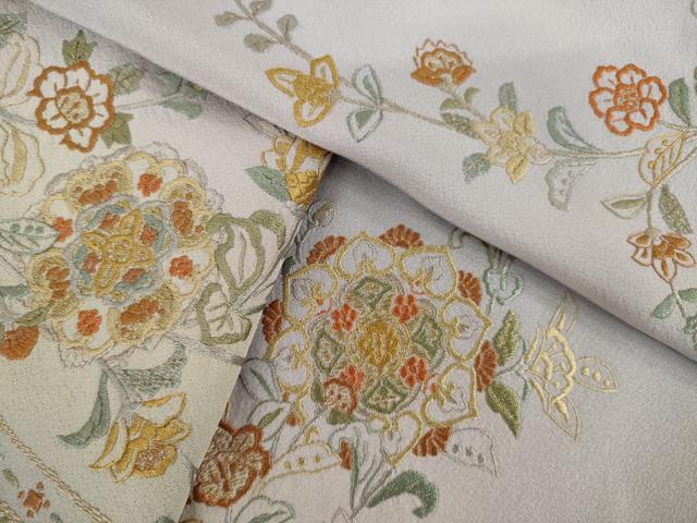 平和屋着物●訪問着　総刺繍　飾花文　暈し染め　正絹　逸品　AABL5584ck