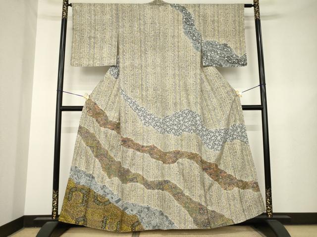平和屋着物●訪問着　中国三大刺繍　スワトウ刺繍　汕頭刺繍　総刺繍　道長更紗花文　胴抜き仕立て　正絹　逸品　AABL5585ck