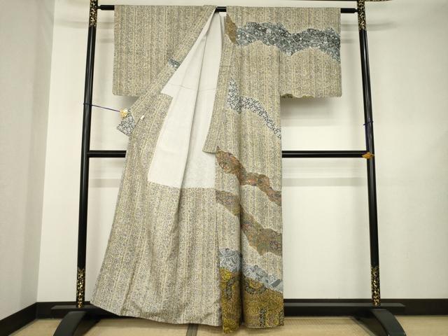 平和屋着物●訪問着　中国三大刺繍　スワトウ刺繍　汕頭刺繍　総刺繍　道長更紗花文　胴抜き仕立て　正絹　逸品　AABL5585ck