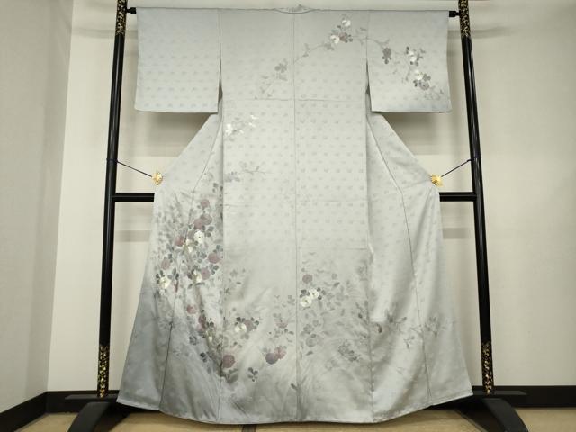 平和屋着物●訪問着　総刺繍　翠山刺繍　草花文　暈し染め　正絹　逸品　AABL5595ck