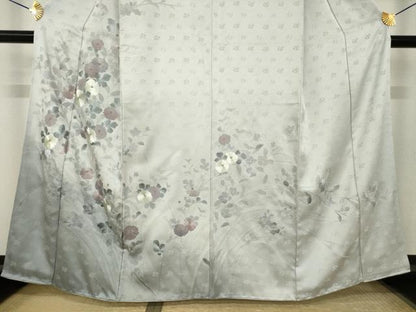 平和屋着物●訪問着　総刺繍　翠山刺繍　草花文　暈し染め　正絹　逸品　AABL5595ck