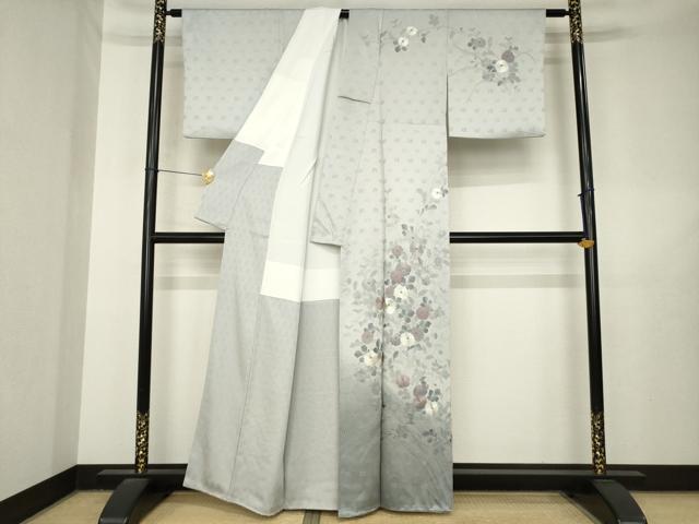 平和屋着物●訪問着　総刺繍　翠山刺繍　草花文　暈し染め　正絹　逸品　AABL5595ck