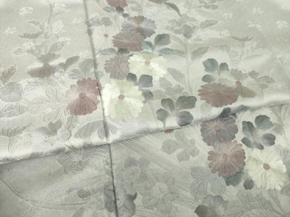 平和屋着物●訪問着　総刺繍　翠山刺繍　草花文　暈し染め　正絹　逸品　AABL5595ck