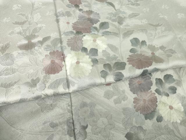 平和屋着物●訪問着　総刺繍　翠山刺繍　草花文　暈し染め　正絹　逸品　AABL5595ck