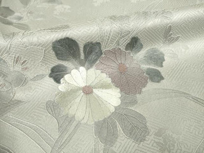 平和屋着物●訪問着　総刺繍　翠山刺繍　草花文　暈し染め　正絹　逸品　AABL5595ck