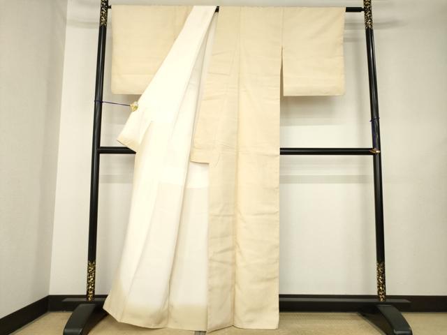 平和屋着物●結城紬　色無地　雄黄色　正絹　逸品　AABL5602ck