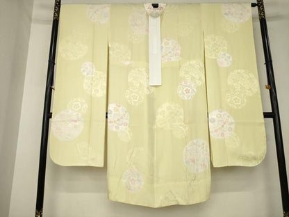 平和屋着物●振袖用長襦袢　無双仕立て　絞り　花毬文　暈し染め　半衿刺繍　正絹　逸品　AABL5604ck