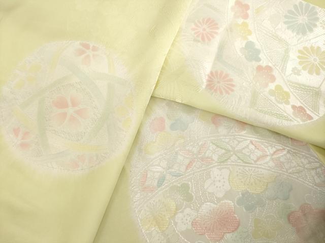 平和屋着物●振袖用長襦袢　無双仕立て　絞り　花毬文　暈し染め　半衿刺繍　正絹　逸品　AABL5604ck