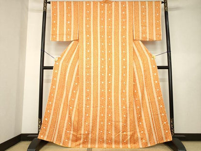 平和屋着物●上質な小紋　総絞り　間道　正絹　逸品　AABL5607ck