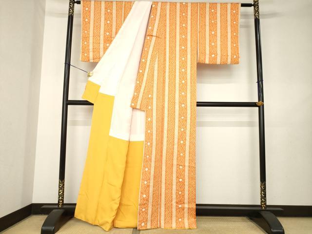 平和屋着物●上質な小紋　総絞り　間道　正絹　逸品　AABL5607ck