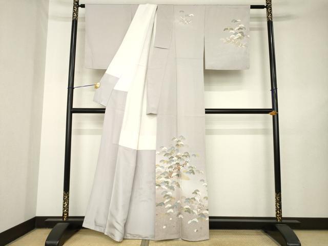 平和屋着物●訪問着　駒刺繍　吉祥松文　暈し染め　正絹　逸品　AABL5615ck