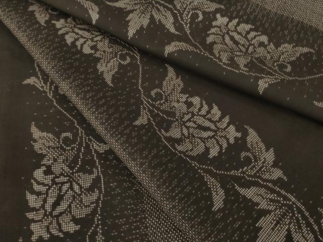 平和屋着物●本場大島紬　9マルキ　花唐草間道　正絹　逸品　未使用　AABL5616ck