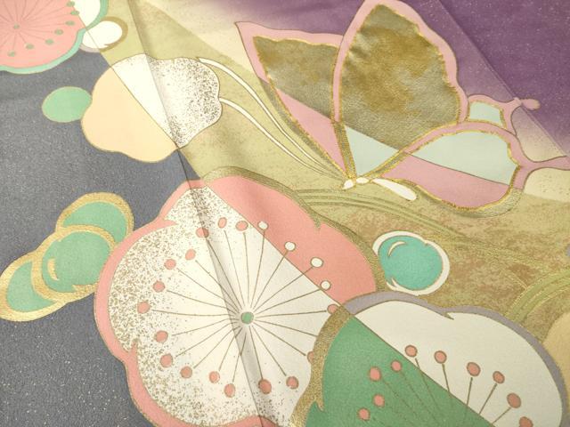 平和屋着物●ファッションブランド hiromichi nakano ヒロミチナカノ 振袖 駒刺繍 花蝶文 梅 暈し染め 金彩 正絹 逸品 AABL5617ck