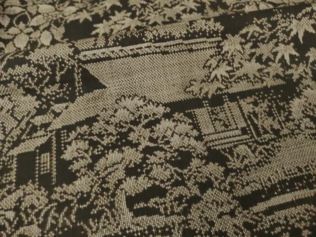 平和屋着物●本場大島紬　訪問着　9マルキ　風景文　正絹　逸品　AABL5619ck