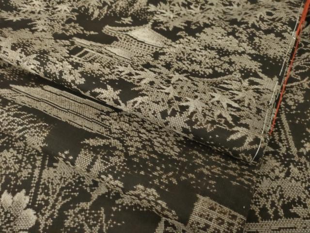 平和屋着物●本場大島紬　訪問着　9マルキ　風景文　正絹　逸品　AABL5619ck