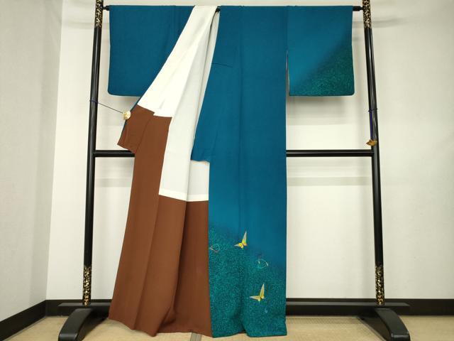 平和屋着物●染色作家　木下茂森　訪問着　舞蝶文　暈し染め　正絹　逸品　AABL5623ck