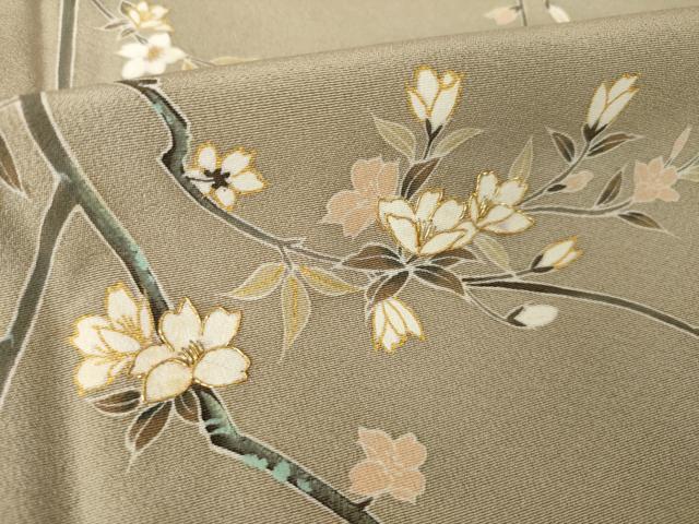 平和屋着物●訪問着　駒刺繍　枝花文　金彩　正絹　逸品　AABL5624ck