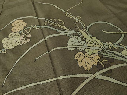 平和屋着物●本場大島紬　訪問着　9マルキ　草花文　正絹　逸品　AABL5628ck
