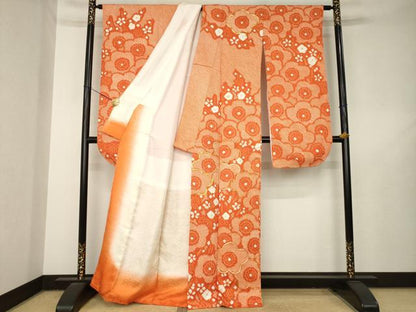 平和屋着物●豪華振袖　総絞り　駒刺繍　枝梅文　正絹　逸品　AABL5633ck