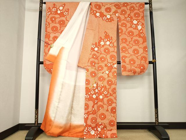 平和屋着物●豪華振袖　総絞り　駒刺繍　枝梅文　正絹　逸品　AABL5633ck