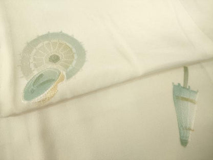 平和屋着物●長襦袢　無双仕立て　作家物　番傘　地紋起こし　正絹　逸品　AABL5634ck